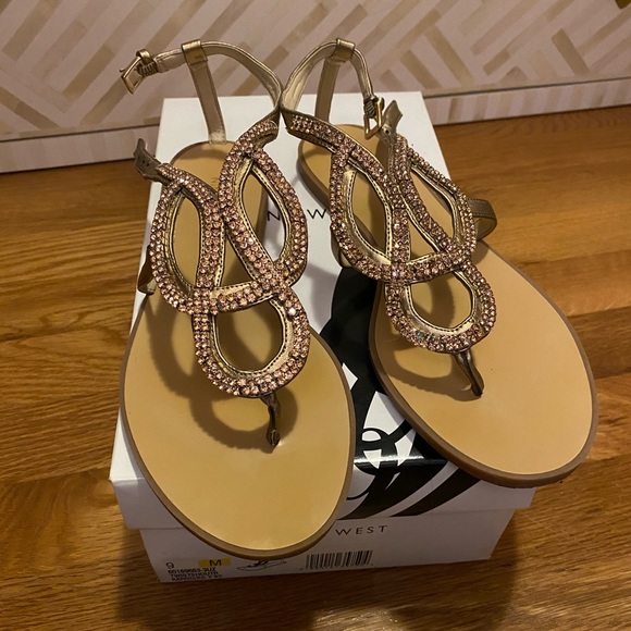 Nine West Bronze Beaded Sandal - Picture 2 of 5